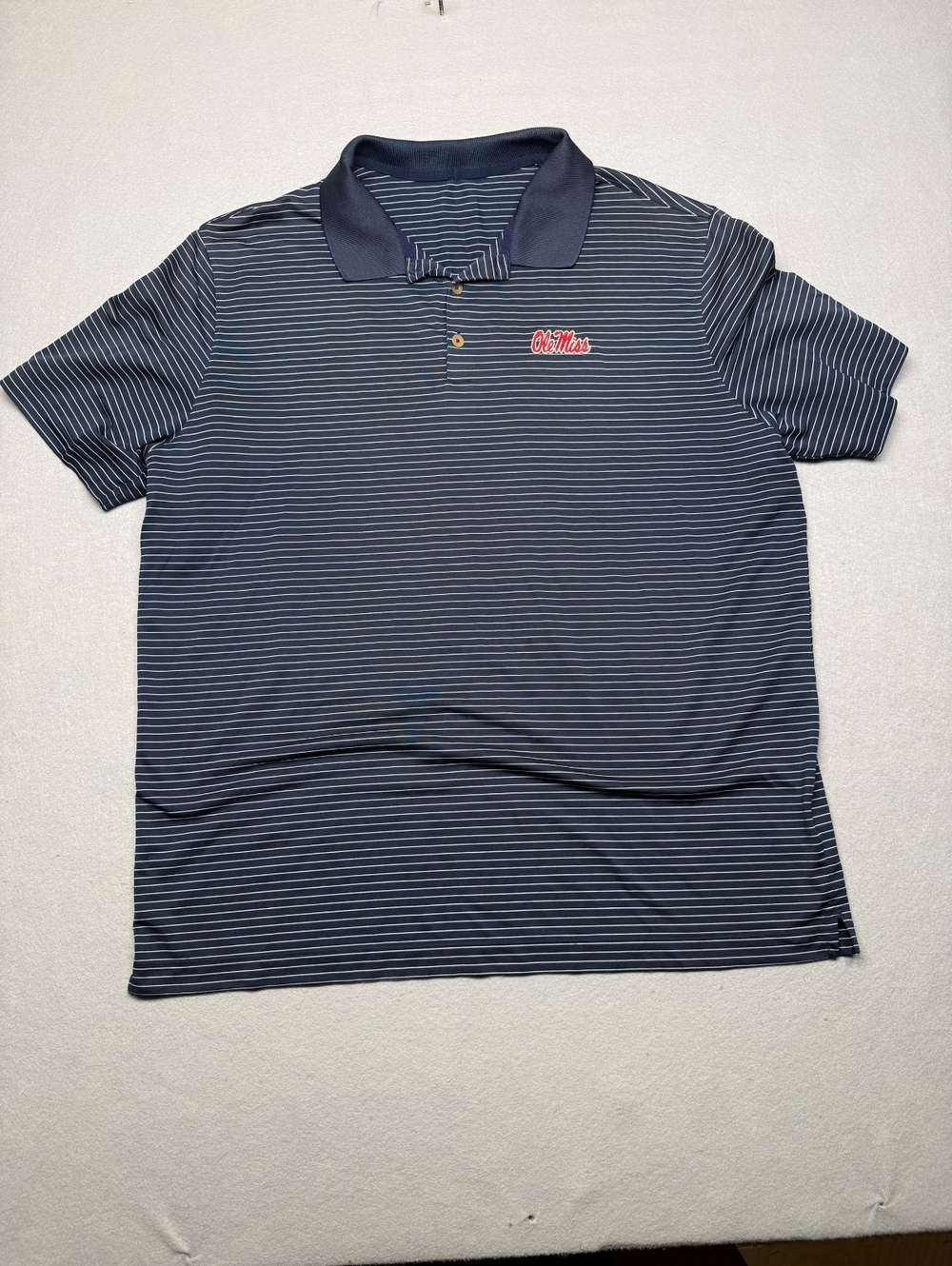 Ole Miss Nike Polo Shirt Men 2XL Navy Blue Striped NCAA
